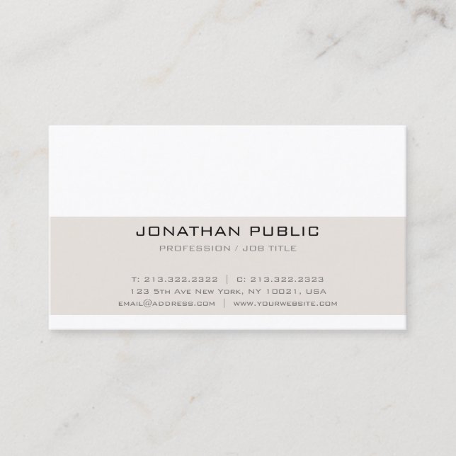 Tarjeta De Visita Tendencia Profesional Sleek Creative Llanura Moder (Anverso)