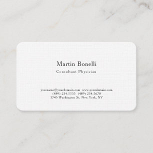 Tarjeta De Visita Tendencia única Consultor Minimalista Médico Linen