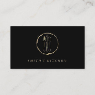 Tarjeta De Visita Tenedor Cuchara Cuchillo Logo Cocina para Panaderí