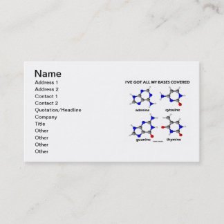 Tarjeta De Visita Tengo todas mis bases cubiertas (Nucleobases)