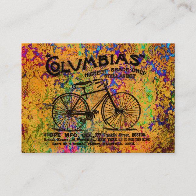Tarjeta De Visita Teñido anudado leído entre las líneas bicicleta (Anverso)