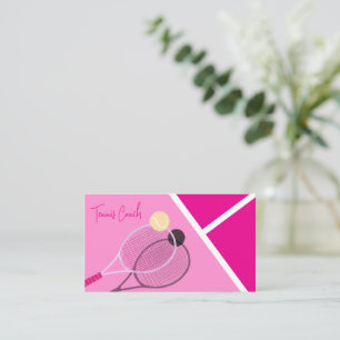 Tarjeta De Visita Tenis simple rosa moderno pastel