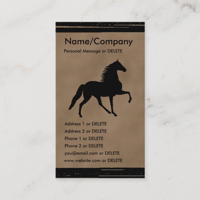 Tarjeta De Visita Tennessee Walker Silhouette Personal Business (Anverso)