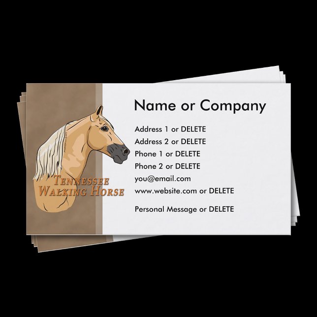 Tarjeta De Visita Tennessee Walking Horse Palomino Perfil (Personalize this template. Select your choice of corner style and paper type.)