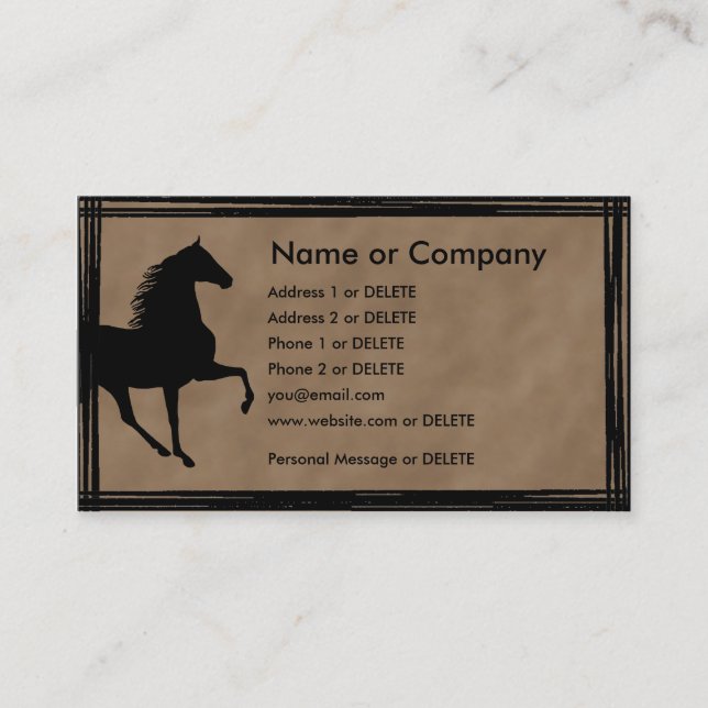 Tarjeta De Visita Tennessee Walking Horse Silhouette Profile (Anverso)