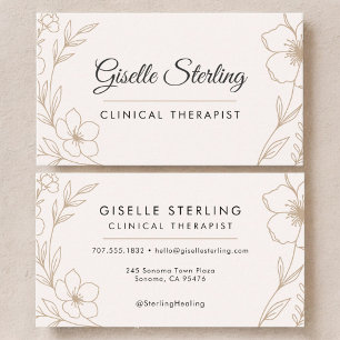 Tarjeta De Visita Terapeuta Clínico Floral Botánico 