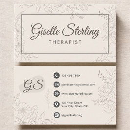 Tarjeta De Visita Terapeuta Conductual Floral Botánico
