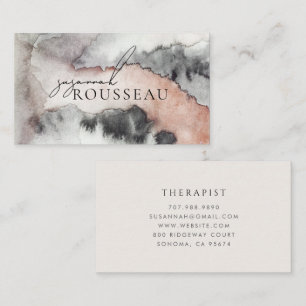 Tarjeta De Visita Terapeuta de Acuarela Abstracta Elegante