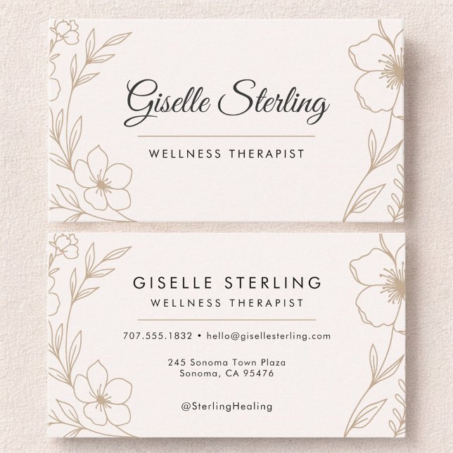Tarjeta De Visita Terapeuta de bienestar floral botánico  (Subido por el creador)