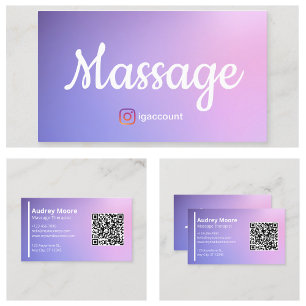 Tarjeta De Visita Terapeuta de Masaje Bienestar Holístico Código QR