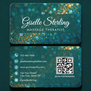 Tarjeta De Visita Terapeuta de Masaje Código QR Profesional Verde Do
