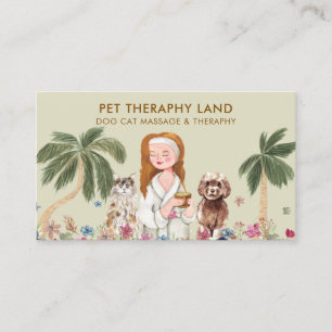 Tarjeta De Visita Terapeuta de Masaje de Mascotas Botánicas
