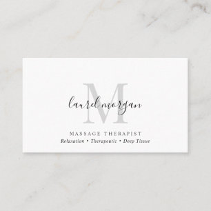 Tarjeta De Visita Terapeuta de Masaje de Simple Modern Guión Monogra