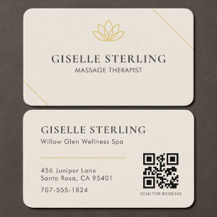 Tarjeta De Visita Terapeuta de Masaje Elegante Código QR Beige Neutr