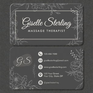 Tarjeta De Visita Terapeuta de Masaje Floral