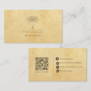 Tarjeta De Visita Terapeuta de Masaje Loto de Mostaza Dorada
