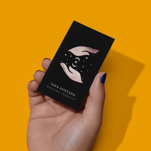 Tarjeta De Visita Terapeuta de Masaje Manos Sanadoras Brillo Rosa Do