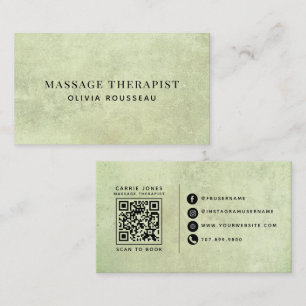 Tarjeta De Visita Terapeuta de Masaje Moderna Verde Salvia