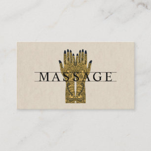 Tarjeta De Visita Terapeuta de Masaje Moderno Manos de Henna