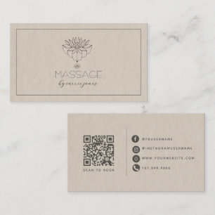 Tarjeta De Visita Terapeuta de Masaje Neutral Moderno Flor de Loto