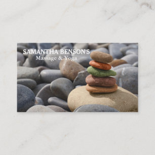 Tarjeta De Visita Terapeuta de Masaje Piedras Zen