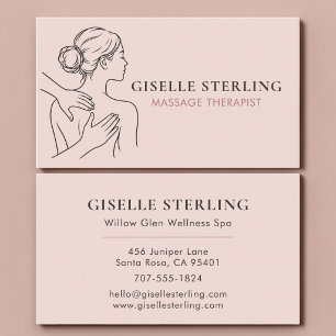 Tarjeta De Visita Terapeuta de Masaje Rosa Minimalista