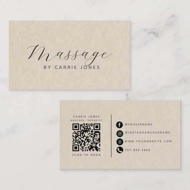 Tarjeta De Visita Terapeuta de Masaje Simple (Anverso / Reverso)