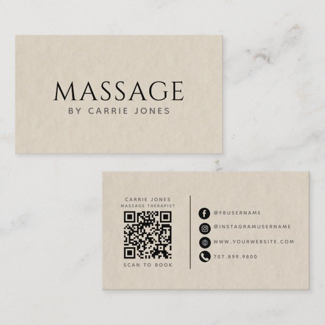 Tarjeta De Visita Terapeuta de Masaje Simple (Anverso / Reverso)