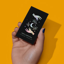 Tarjeta De Visita Terapeuta de Masaje Spa Manos Curativas Holográfic