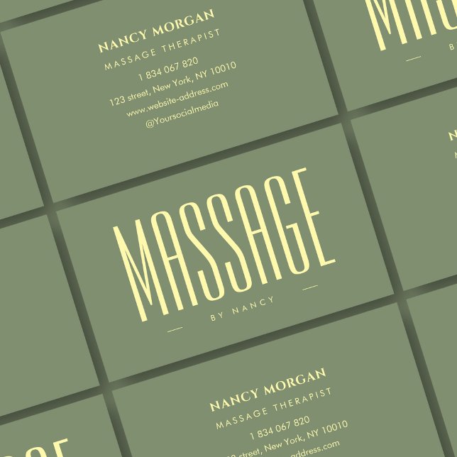 Tarjeta De Visita Terapeuta de Masaje Verde Sage  (Subido por el creador)