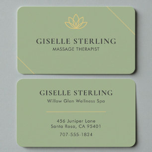 Tarjeta De Visita Terapeuta de Masaje y Bienestar Elegante Verde Sal