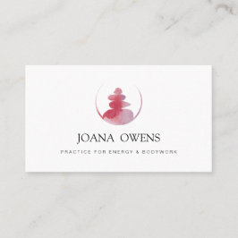 Tarjeta De Visita Terapeuta de masaje zen con acuarela rosa