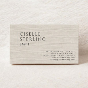 Tarjeta De Visita Terapeuta de Matrimonio con Licencia LMFT Lino Nat