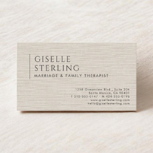 Tarjeta De Visita Terapeuta de Matrimonio y Familia Lino Natural