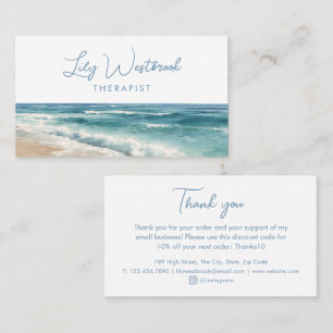 Tarjeta De Visita Terapeuta de playa de océano en acuarela elegante 