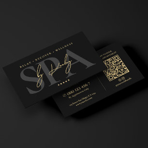 Tarjeta De Visita Terapeuta de Spa de Masaje Retiro de Bienestar Neg