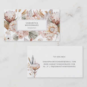 Tarjeta De Visita Terapeuta de Terracota Crema Floral Acuarela