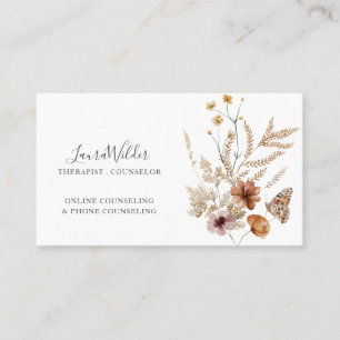 Tarjeta De Visita Terapeuta en línea Consejero Flores silvestres