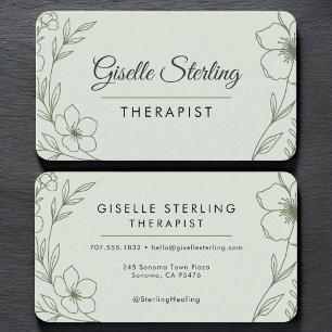 Tarjeta De Visita Terapeuta Floral Sage Verde Profesional