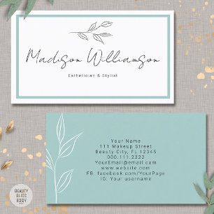 Tarjeta De Visita Terapeuta moderno estilista spa minimalista botáni