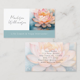 Tarjeta De Visita Terapeuta moderno Spa Yoga Zen Flor de Loto Rosa