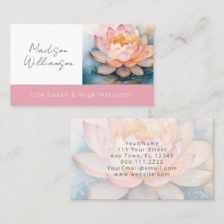 Tarjeta De Visita Terapeuta moderno Spa Yoga Zen Flor de Loto Rosa  
