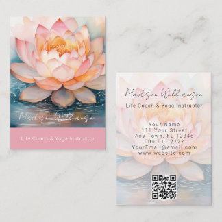 Tarjeta De Visita Terapeuta moderno Spa Yoga Zen Flor de Loto Rosa Q
