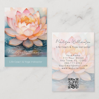 Tarjeta De Visita Terapeuta moderno Spa Yoga Zen Flor de Loto Rosa Q