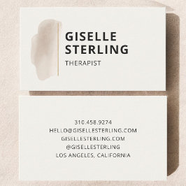 Tarjeta De Visita Terapeuta Salud Mental Beige Neutro Acuarela