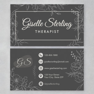 Tarjeta De Visita Terapeuta Salud Mental Floral Botánico