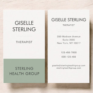 Tarjeta De Visita Terapeuta Salud Mental Verde Sage
