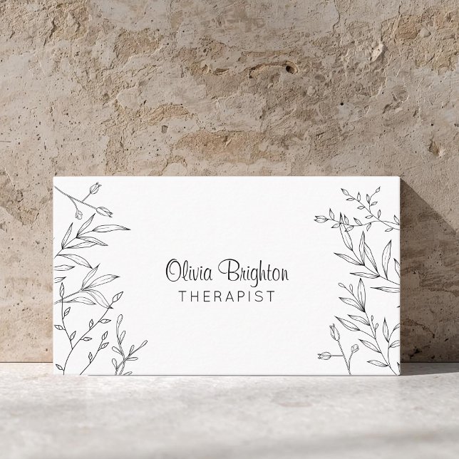 Tarjeta De Visita Terapeuta Simple Botánico Moderno (Subido por el creador)