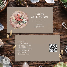 Tarjeta De Visita Terapeuta Spa Suculento Yoga Sanación Bienestar QR