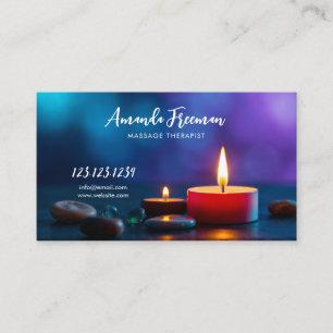 Tarjeta De Visita Terapia apasionante de velas y masajes con piedras